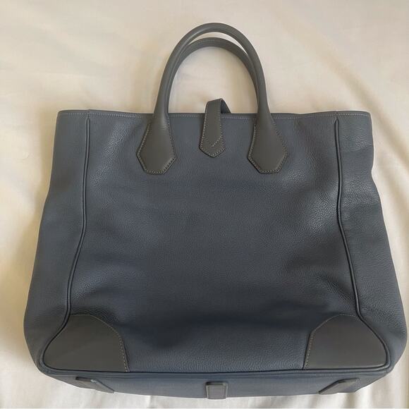 Dunhill Boston Tote Blue Leather Top Handle Work School Business Bag Tote - Picture 2 of 16